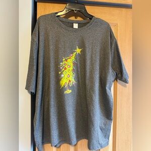 SHEIN Gray T-Shirt with Yellow and Pink Christmas Tree
